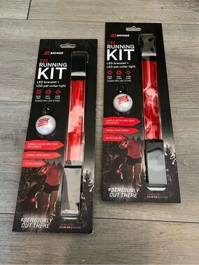 Savage 2 PC Running Kit LED Bracelet + Pet Collar Light in Red 2 Packs New